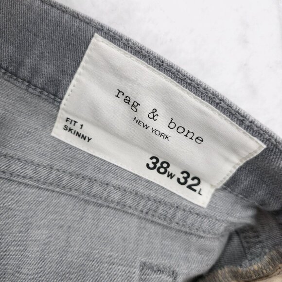 RAG & BONE Men's Jeans Fit 1 Skinny Asher Gray Cotton Blend Stretch Size 38x32 - Picture 6 of 9